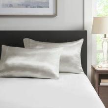 Madison Park Essentials 100% Polyester Solid Satin Pillow Case in Light Grey, King, Retail $20.00