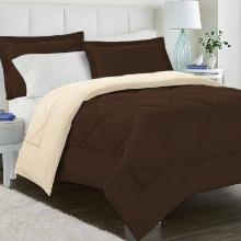 All Season Peach Skin Reversible Twin Bedding Comforter Set - Chocolate/Cream, Retail $ 39.99