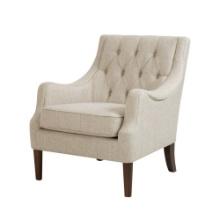 Madison Park Qwen Button Tufted Chair in Cream, Retail $335.00