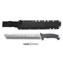 Camillus Carnivore-X 18" Machete 12" Cutting Blade 10" Saw Gray Handle Molded Sheath, Retail $30.00