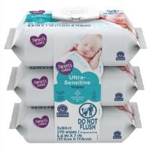 Parent's Choice Ultra-Sensitive Baby Wipes, 270 Count (3 packs of 90 each), Retail $20.00