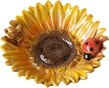  Porcelain Sunflower Ashtray, Home Decoration Soap Dish, Cute Insect Statue, Retail $25.00