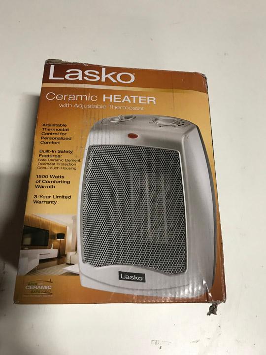 Lasko Electric Ceramic 1500W Heater, Silver/Black, 754200. $40 MSRP