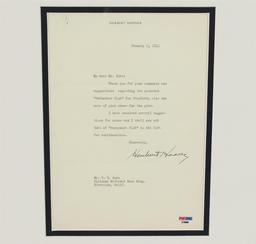 Herbert Hoover Signed Letter Display PSA Certified