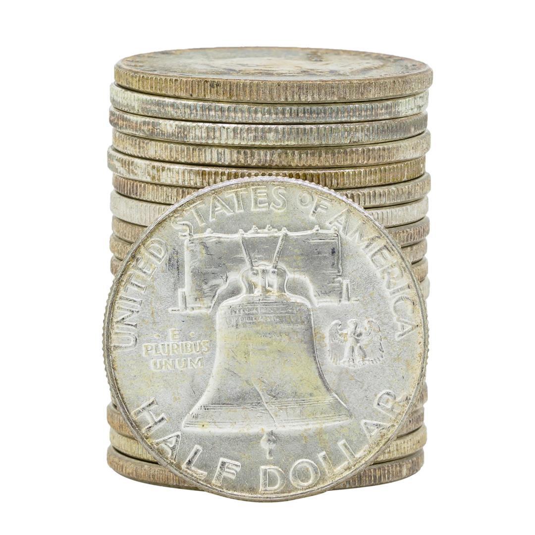 Roll of (20) 1954 Brilliant Uncirculated Franklin Half Dollar Coins