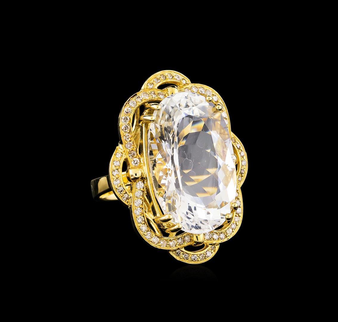 14KT Yellow Gold 22.07 ctw Aquamarine and Diamond Ring