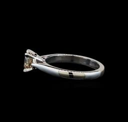 14KT White Gold 0.95 ctw Oval Cut Fancy Brown Diamond Solitaire Ring