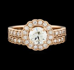 1.56 ctw Diamond Ring and Wedding Band - 14KT Rose Gold