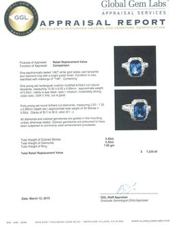 14KT White Gold 5.42 ctw Tanzanite and Diamond Ring
