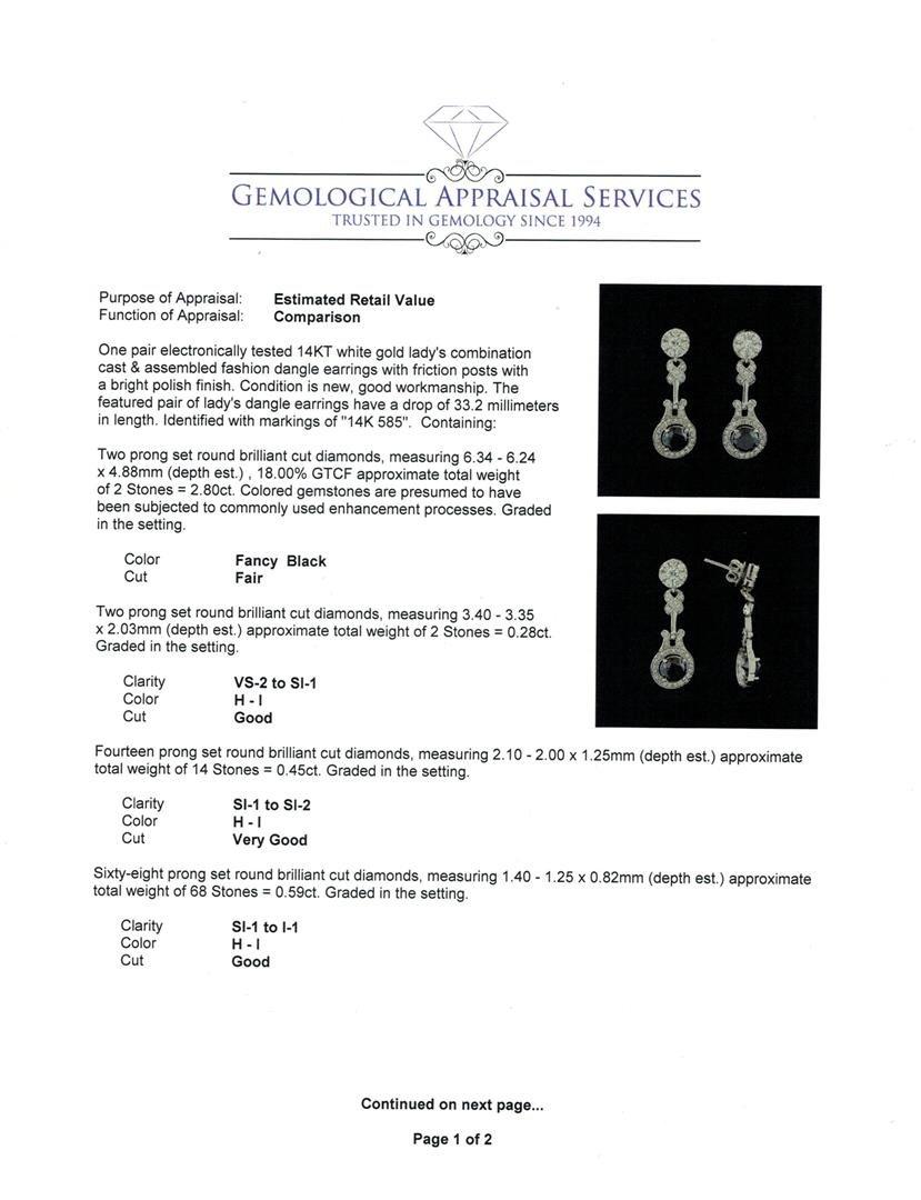 4.12 ctw Diamond Earrings - 14KT White Gold