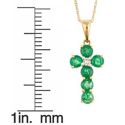 0.62 ctw Emerald and Diamond Pendant - 14KT Yellow Gold