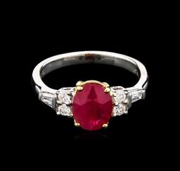 1.87 ctw Ruby and Diamond Ring - 18KT Two-Tone Gold