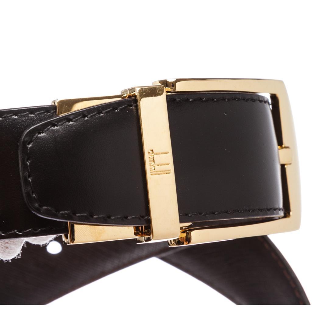 Dunhill Black Leather Gold Buckle Belt