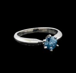 14KT White Gold 0.67 ctw Round Cut Fancy Blue Diamond Solitaire Ring