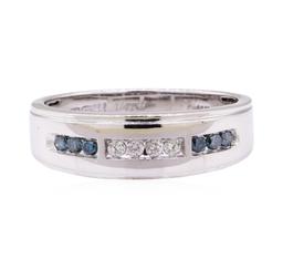 0.70 ctw Blue and White Diamond Ring - 10KT White Gold