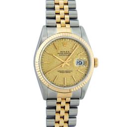 Rolex Mens Quickset 2T 14K Yellow Gold And Stainless Steel Champagne Index Datej