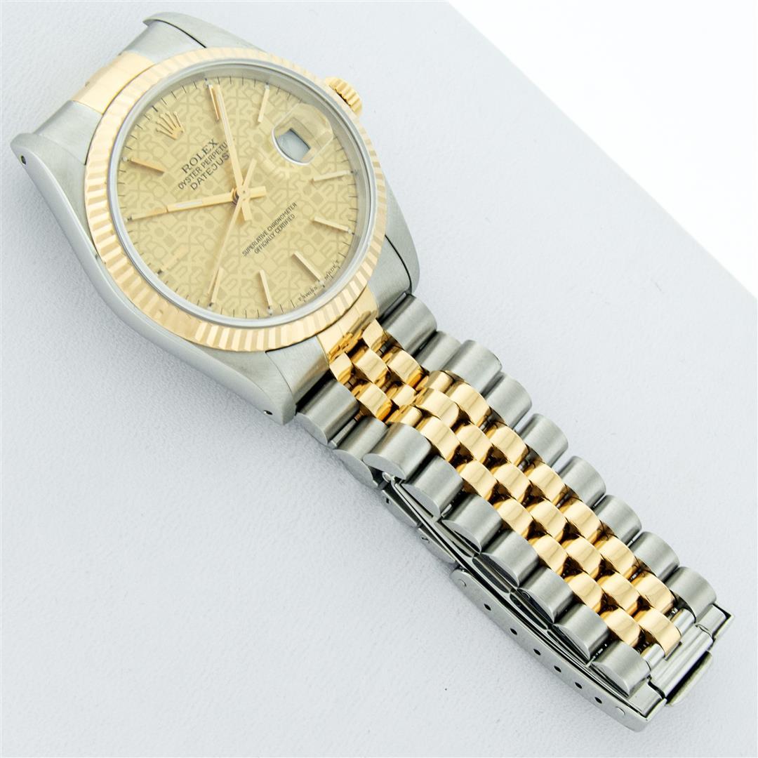 Rolex Mens Quickset 2T 14K Yellow Gold And Stainless Steel Champagne Index Datej