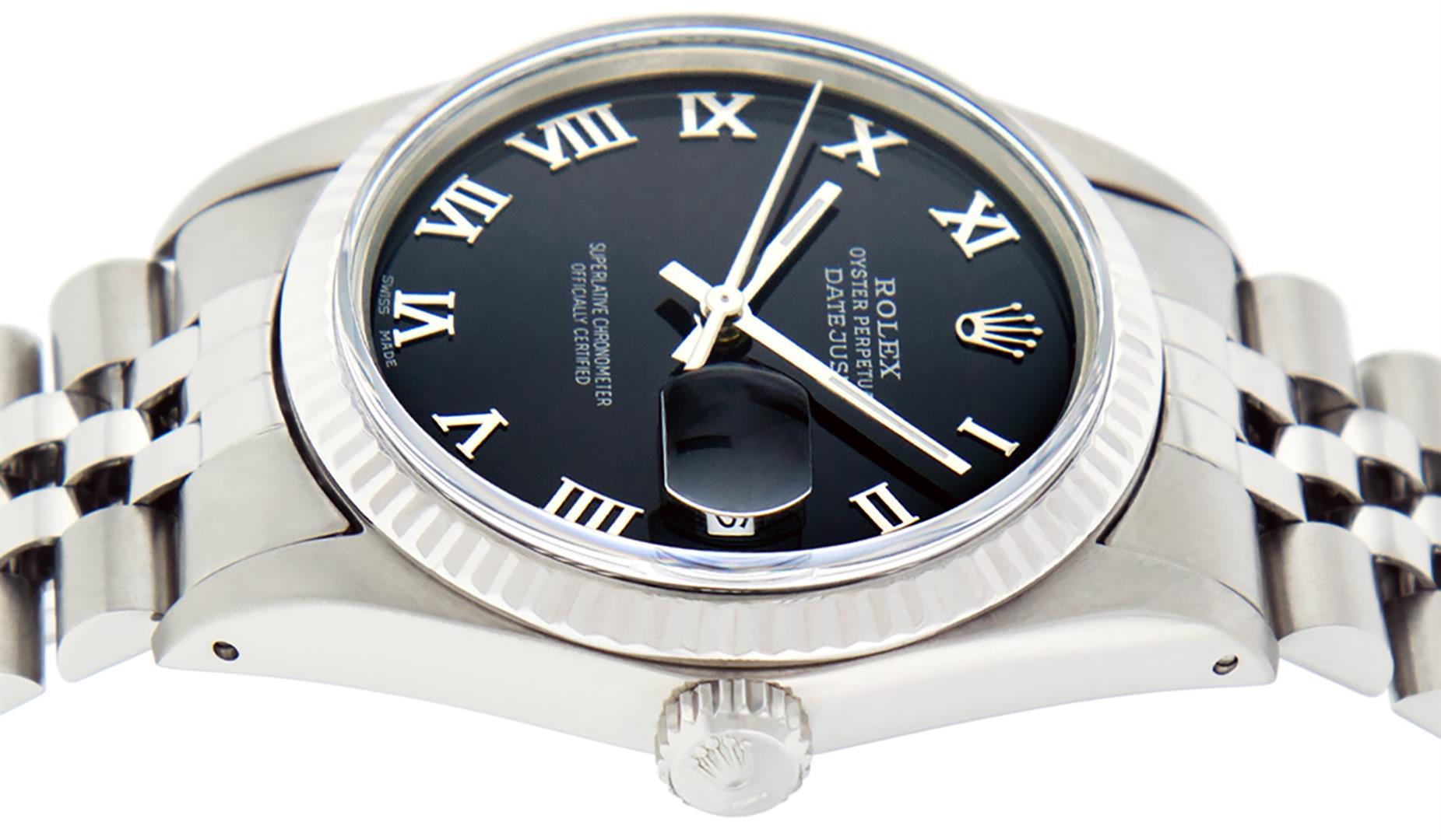 Rolex Mens Stainless Steel Black Roman Datejust 36MM Wriswatch Datejust