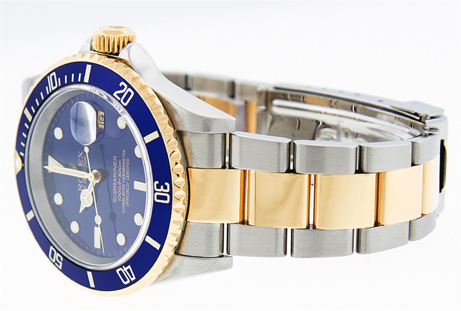 Rolex Mens 2 Tone Stainless Steel and Yellow Gold Blue Dial Oyster Band 40mm Sub