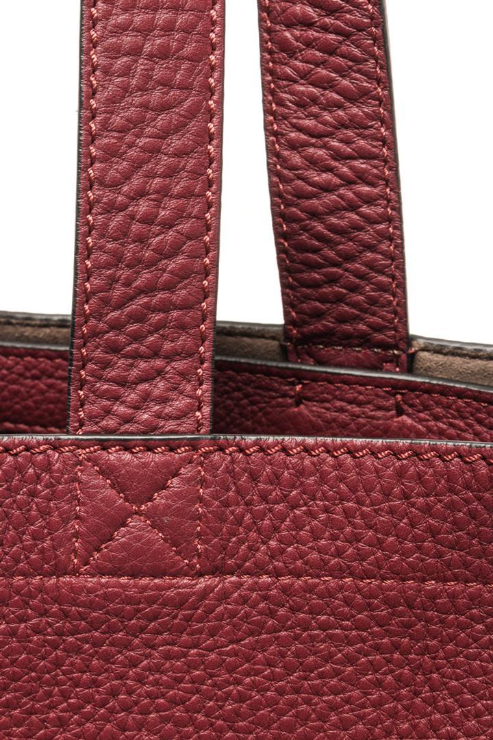 Fendi Brown Leather Logo Shopper Tote Bag