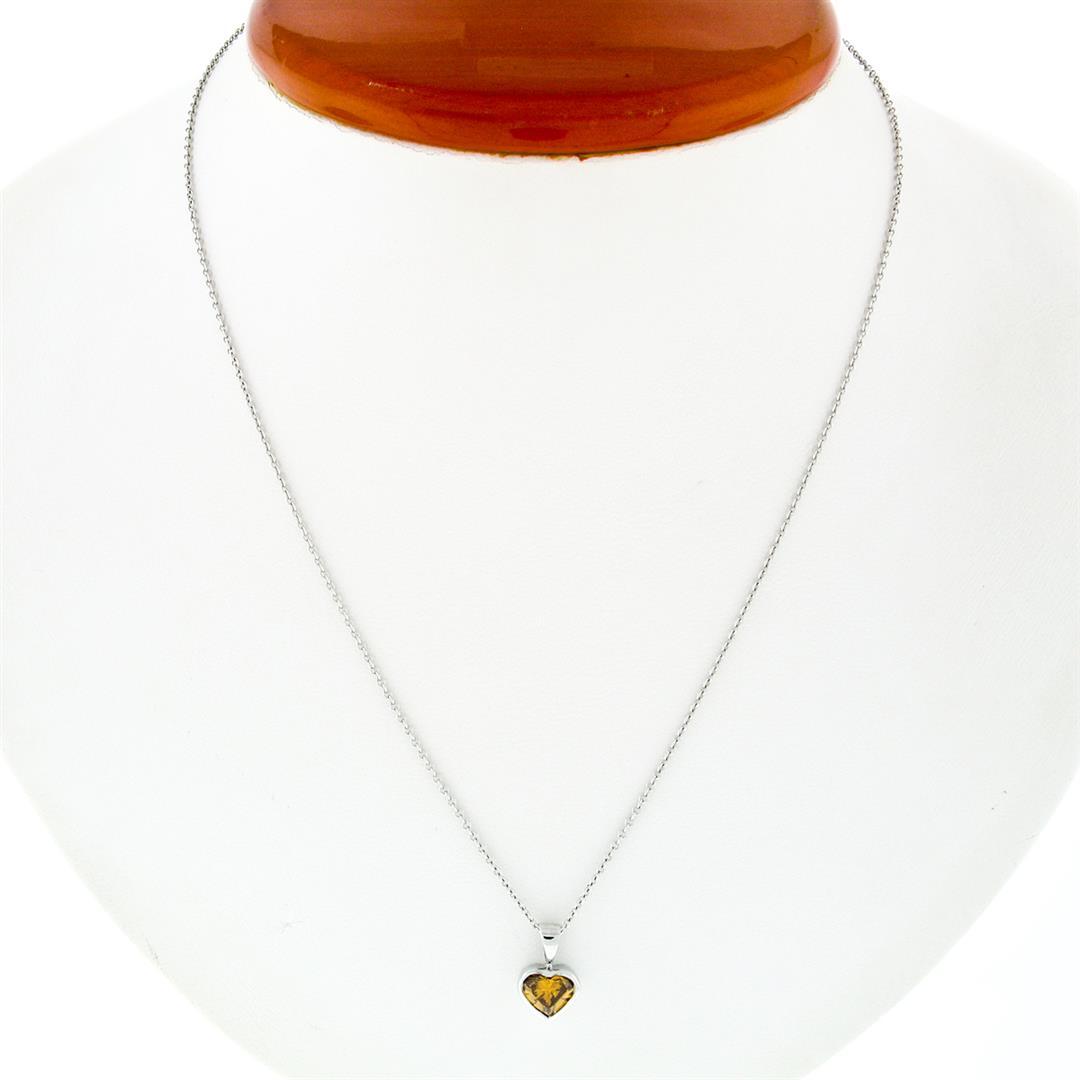 14k White Gold GIA 0.70 ctw Fancy Deep Brown Orange Heart Natural Diamond Pendan