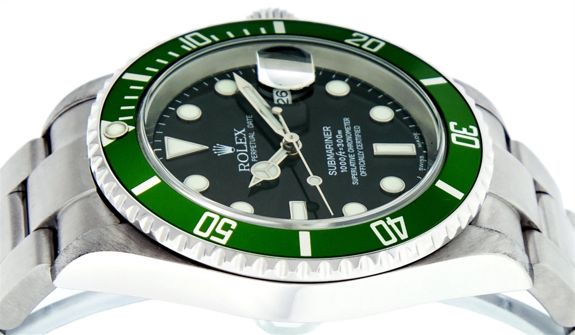 Rolex Mens Stainless Steel Black Dial Green Insert Anniversay Edition Submariner