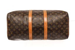Louis Vuitton Brown Monogram Canvas Leather Keepall 45 Travel Bag