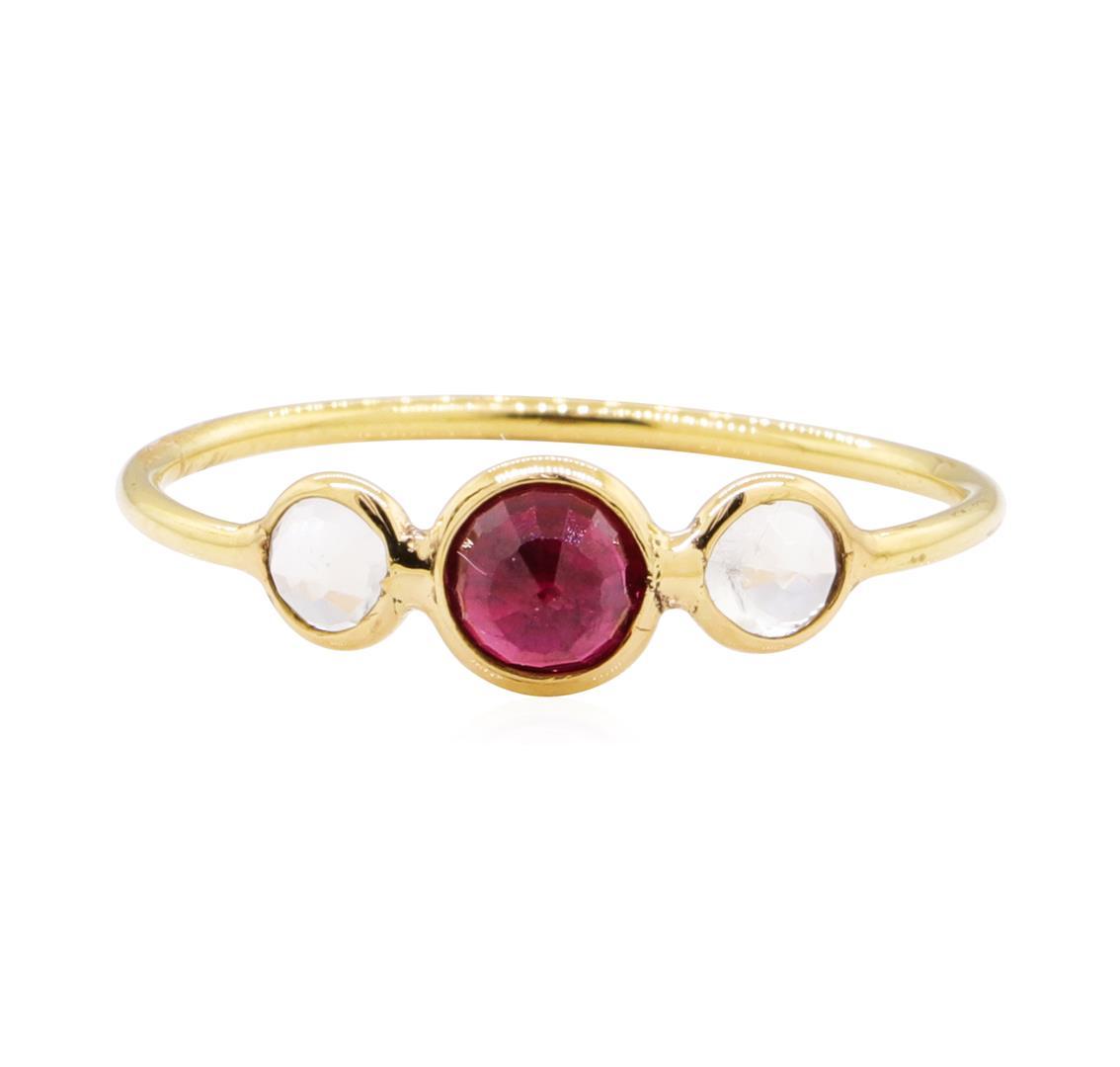 1.20 ctw Ruby and Moonstone Ring - 18KT Yellow Gold