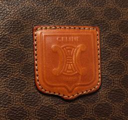 Celine Brown Macadam Pattern Logo Embossed Big Boston Bag