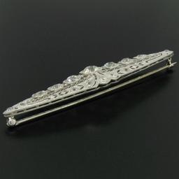 Art Deco Platinum 6.00 ctw Old European and Mine Cut Diamond Filigree Brooch