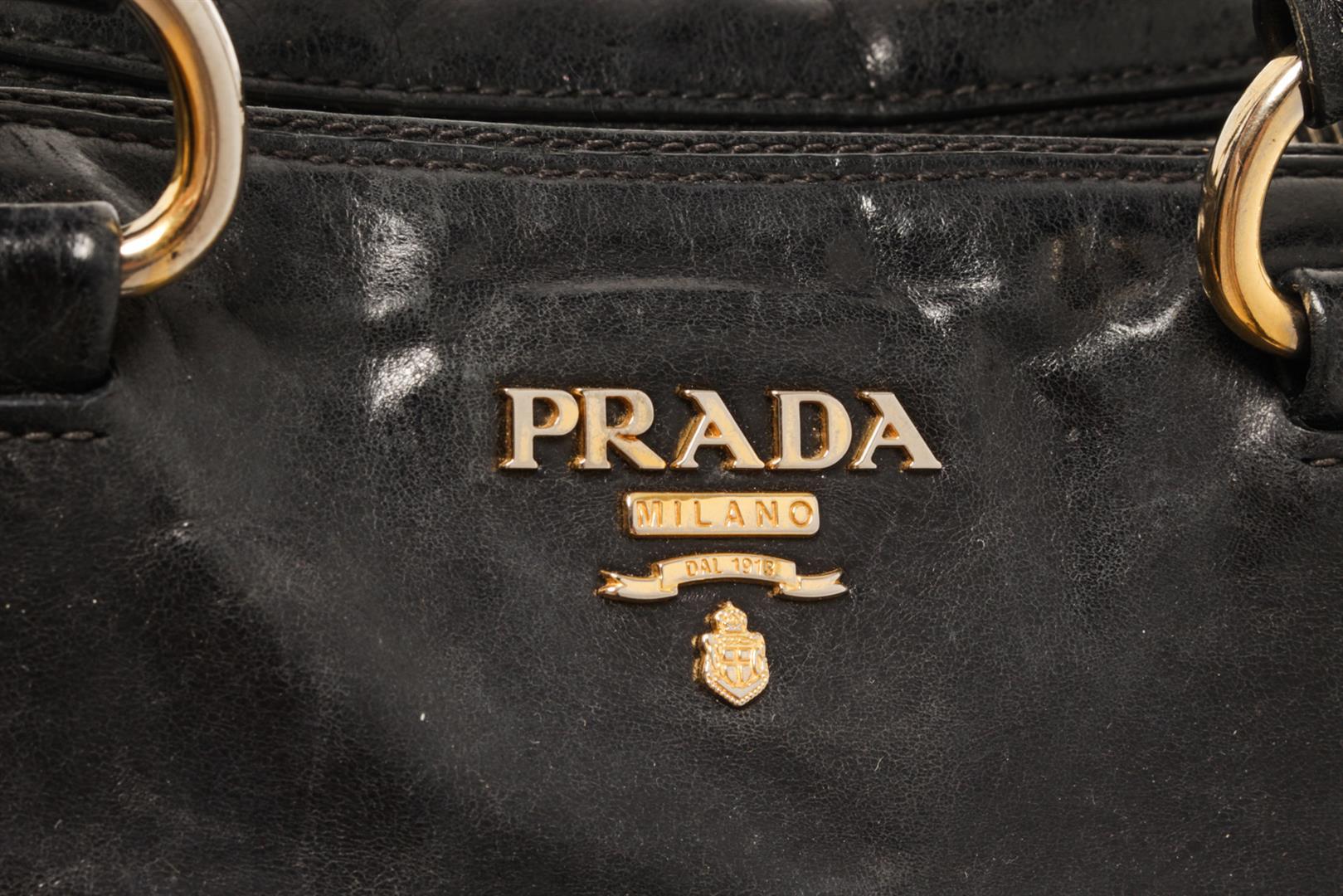 Prada Black Shine Leather 2Way Satchel Bag