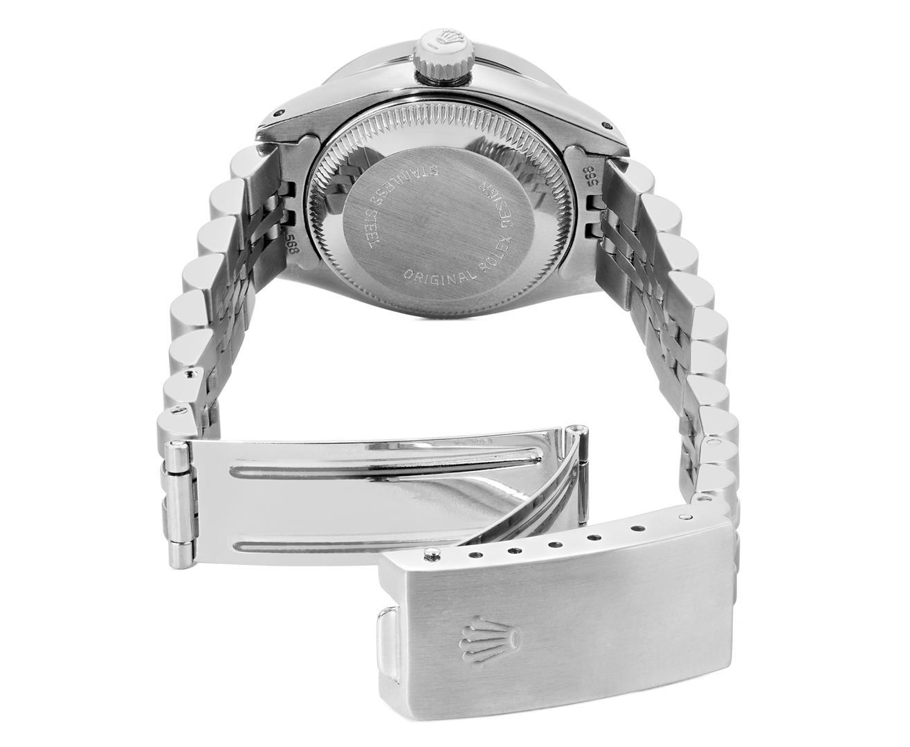 Rolex Ladies Stainless Steel Silver Index Steel Diamond Bezel Date Watch With Ro