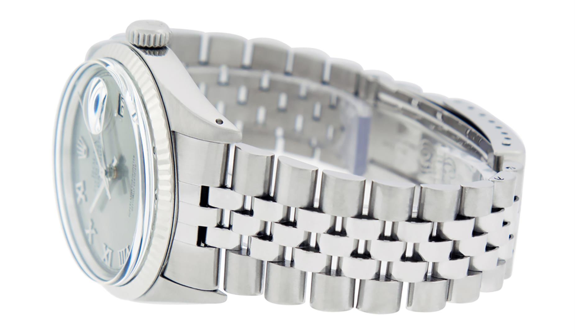 Rolex Mens Stainless Steel 36MM Slate Grey Roman Datejust Wristwatch