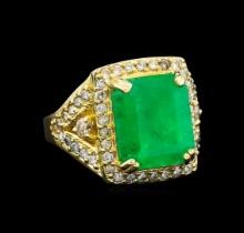 14KT Yellow Gold 9.19 ctw Emerald and Diamond Ring