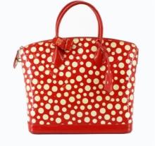 Louis Vuitton Red Vernis Dot Leather Yayoi Kusama Lockit Vertical MM Satchel Bag