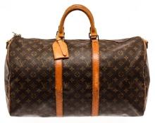 Louis Vuitton Brown Monogram Canvas Keepall Bandouliere 50 Travel Bag