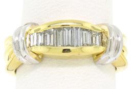 Unique 14k Yellow & White Gold 0.56 ctw Graduated Baguette Cut Diamond Band Ring