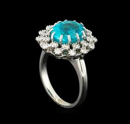4.08 ctw Apatite and Diamond Ring - 14KT White Gold