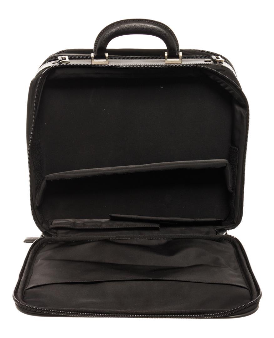 Prada Black Tessuto and Saffiano Leather Porta Computer Bag
