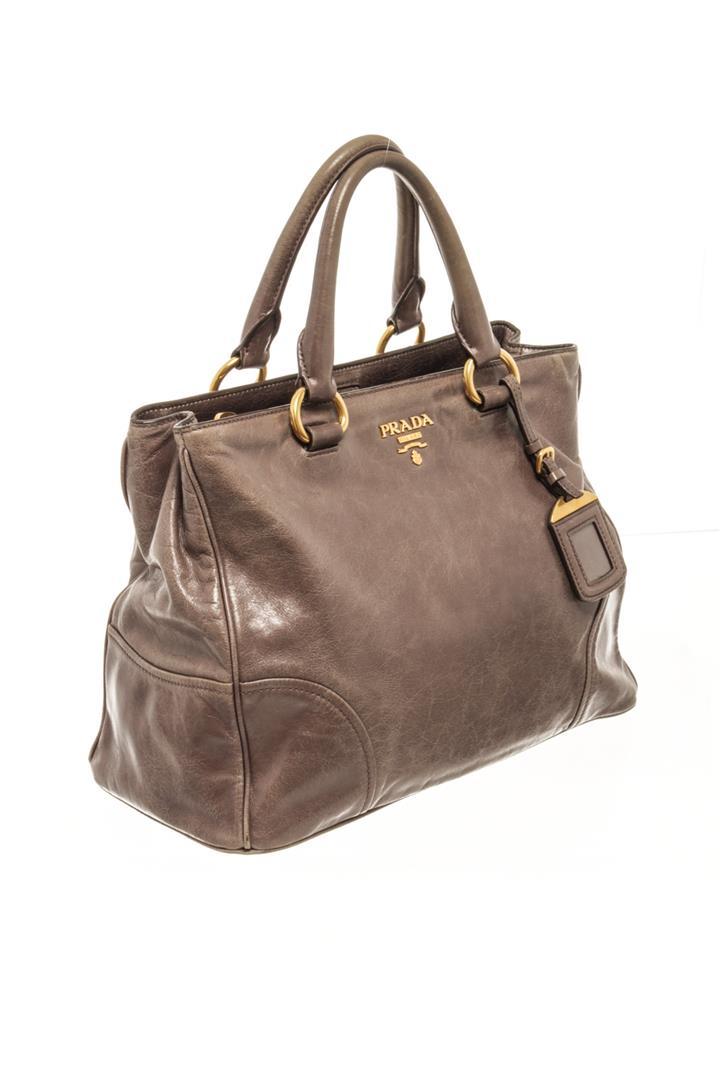 Prada Brown Shine Leather 2Way Satchel Bag