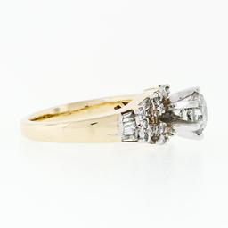 14k TT Gold 1.48 ctw Round Brilliant & Baguette Cut Diamond Engagement Band Ring