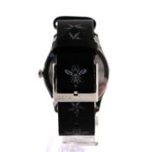Gucci Timeless Bee Star Hologram Quartz Watch Stainless Steel & Leather 38 Black