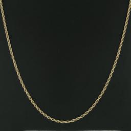Unisex Vintage Esemco 14K Yellow Gold 27" Long 3.15mm Rope Link Chain Necklace