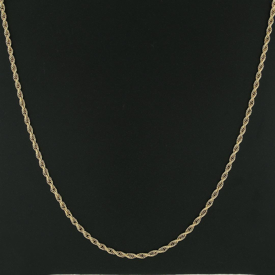 Unisex Vintage Esemco 14K Yellow Gold 27" Long 3.15mm Rope Link Chain Necklace