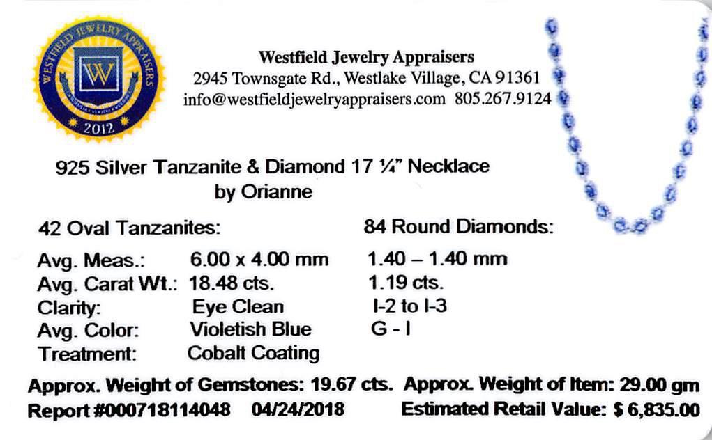 18.48 ctw Tanzanite and 1.19 ctw Diamond Necklace