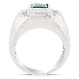 2.10 ctw Emerald and 0.45 ctw Diamond 14K White Gold Ring
