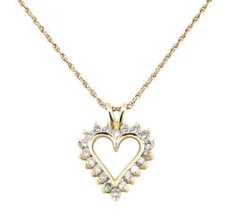 1.00 ctw Diamond Heart Shaped Pendant with Chain - 14KT Yellow Gold