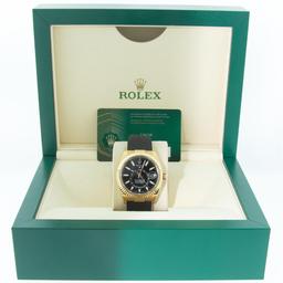 Rolex Mens Yellow Gold Sky Dweller 42MM On Oyster Flex Band With Box And Papers