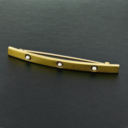 Art Nouveau 14k Gold Natural Seed Pearl Bar Pin Brooch