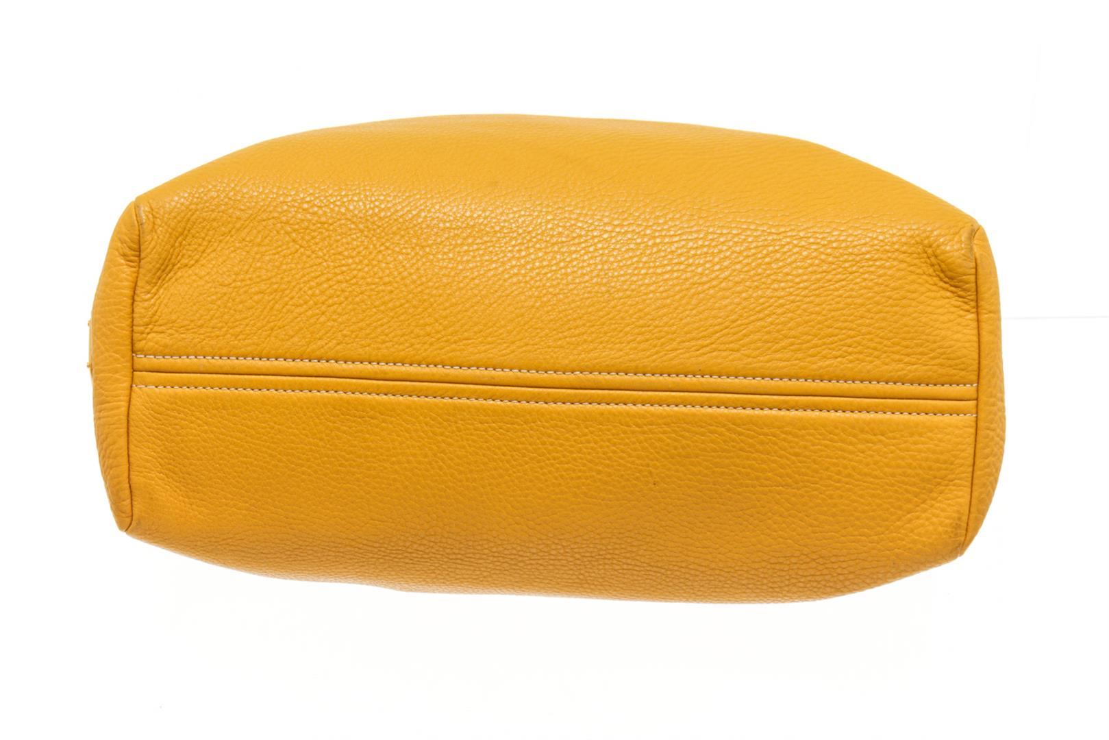Prada Yellow Leather Front Pocket Tote Bag